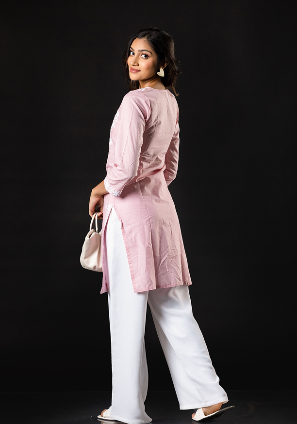 ADELYN PINK EMBROIDERED KURTHA